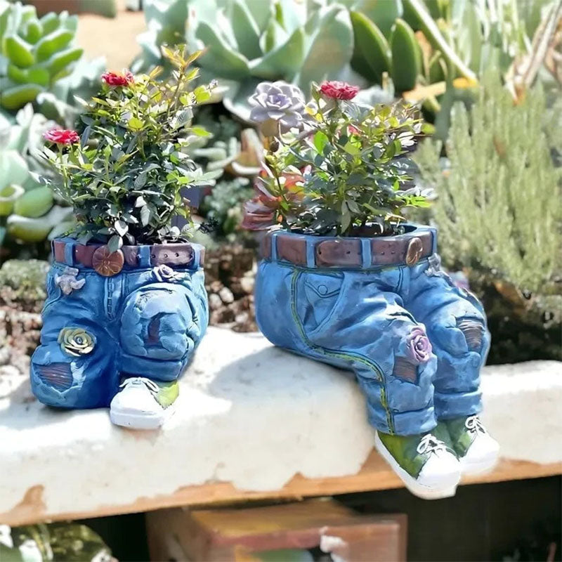 đ·Criativo Vaso de Flor 3D em Formato de Calça Jeans