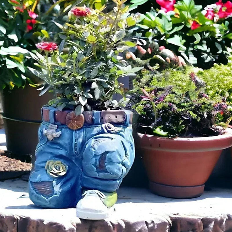 đ·Criativo Vaso de Flor 3D em Formato de Calça Jeans