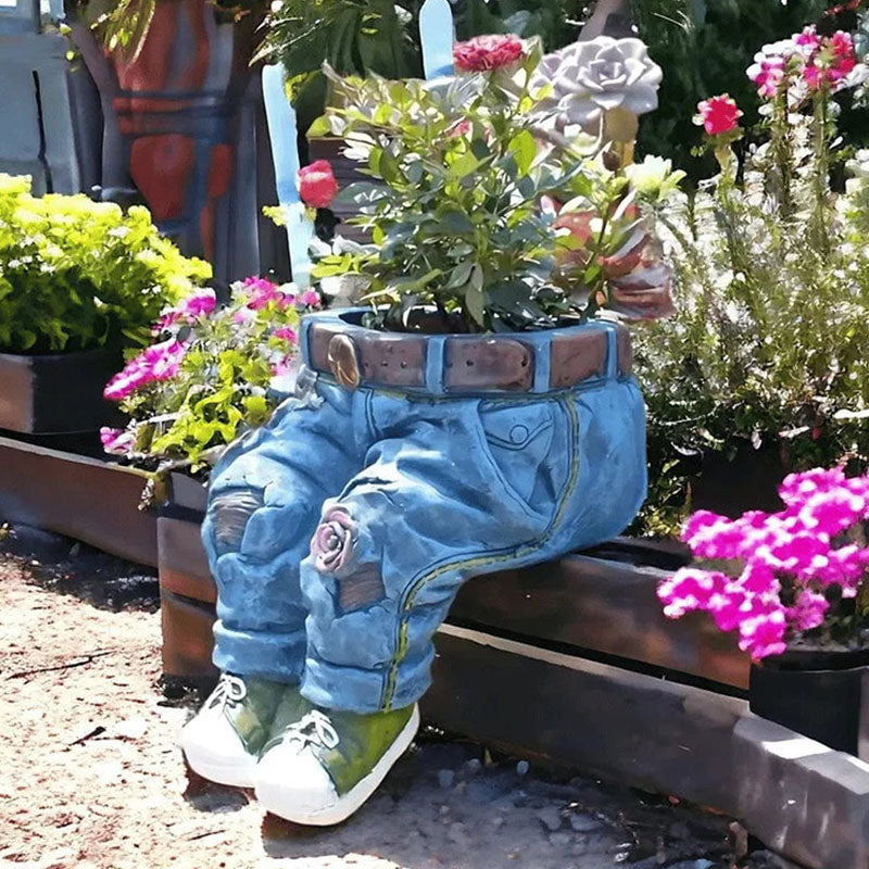 đ·Criativo Vaso de Flor 3D em Formato de Calça Jeans