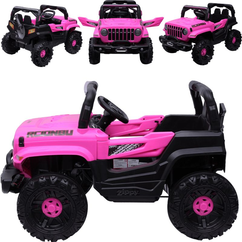 Carro Eletrico Zippy Toys Jeep Wrangler Rubicon 12V CR Rosa